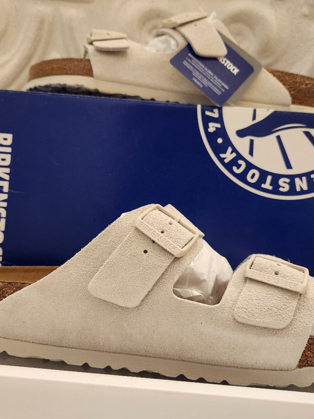Birkenstocks Leather Men's Antique White Arizona Sandals. NIB. Size EU 43/US 13
